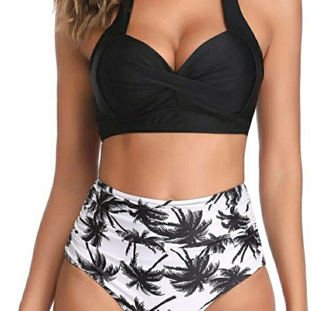 Vintage Retro Ruched High-rise Bikini,Swimsuit.
